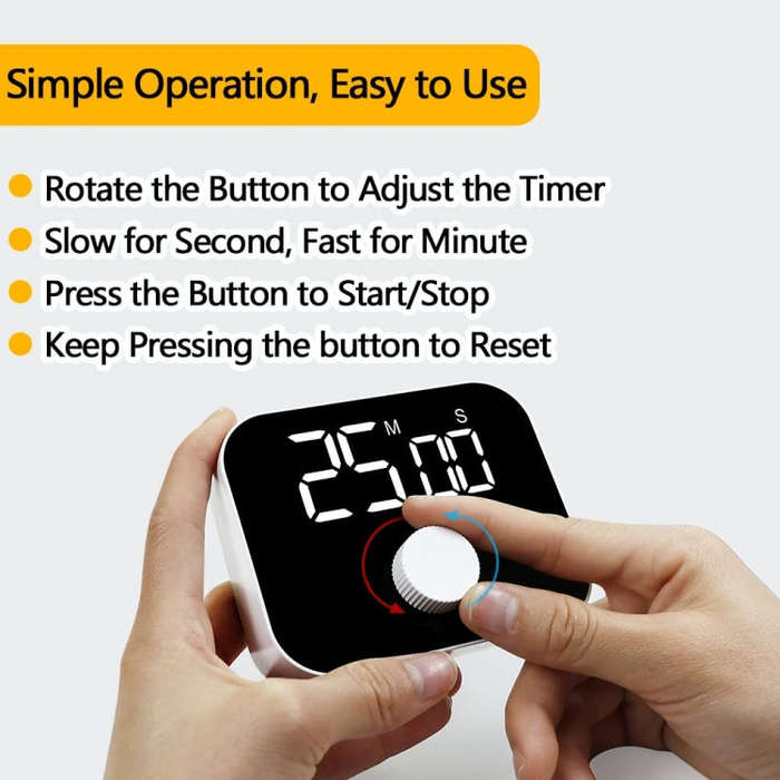 YS LED Rotating Timer IlSent Kitchen Time Manager(White)