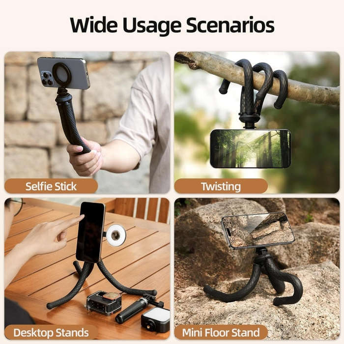 TELESIN P3-FM-02 Flexible Magnetic Suction Mobile Phone Tripod Magsafe Octopus Desktop Fixed Bracket