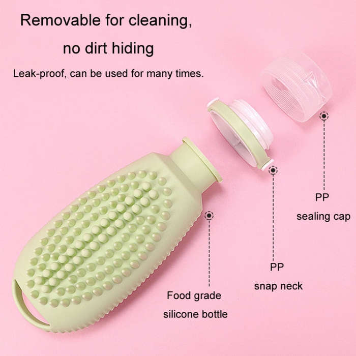 100ml 2 In1 Travel Dispenser Bottle Silicone Portable Massage Brush Shampoo Lotion Divider Bottle...