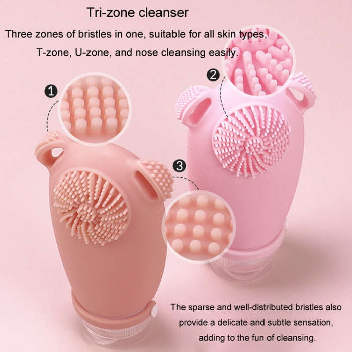 100ml Travel Cleaning Lotion Dispenser Bottle With Washing Brush Cosmetic Shampoo Storage Bottle(...
