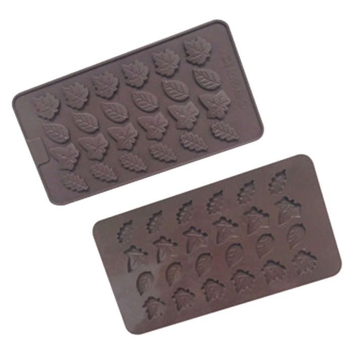 24 Grids Tree Leaf Silicone Chocolate Mould DIY Handmade Soap Mold(Chocolate Color)