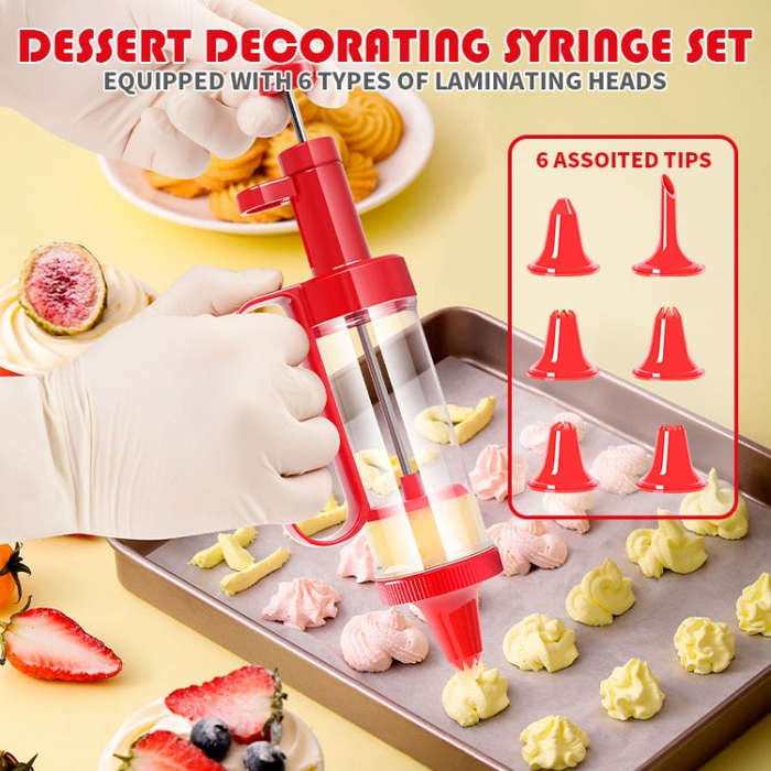 Cookie Biscuit Mold Decorator Set Baking Decoration Nozzle Tools(Red)