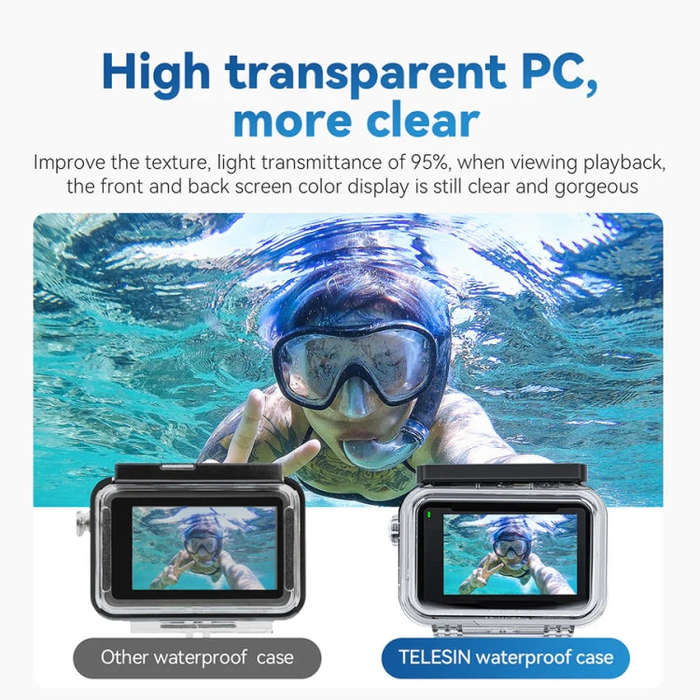 For DJI Osmo Action 3 / 4 TELESIN OA-WTP-003 45m Waterproof Shell Sealed Diving Case