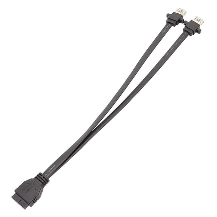 30cm Motherboard USB3.0 Panel Cable Front 19Pin To Dual-Port A Female Data Flat Cable