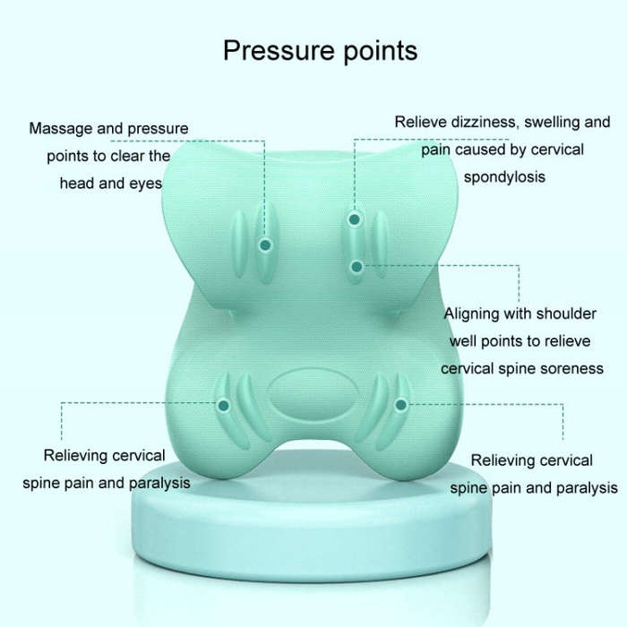 Neck Cervical Massager Cervical Corretor Acupressure C-type Traction Support Massage Pillow(Blue)