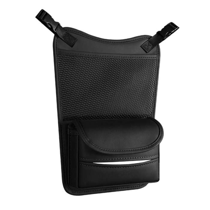 Car Between Seats Organizer Multifunctional Storage Bag Front And Back Dual Usage Tissue Box(Black)