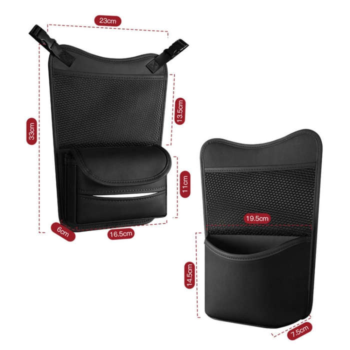 Car Between Seats Organizer Multifunctional Storage Bag Front And Back Dual Usage Tissue Box(Black)