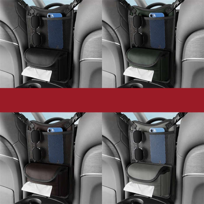 Car Between Seats Organizer Multifunctional Storage Bag Front And Back Dual Usage Tissue Box(Grey)