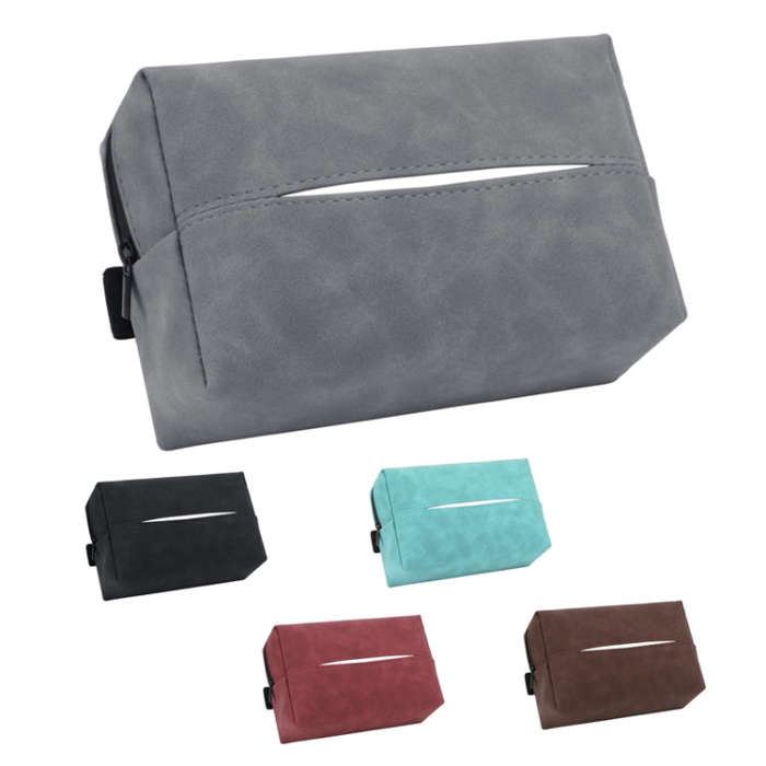 Car Armrest Box Tissue Box Car Sun Visor Seat Back Hanging Tissue Storage Bag(Brown)