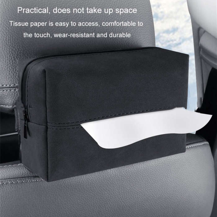 Car Armrest Box Tissue Box Car Sun Visor Seat Back Hanging Tissue Storage Bag(Brown)