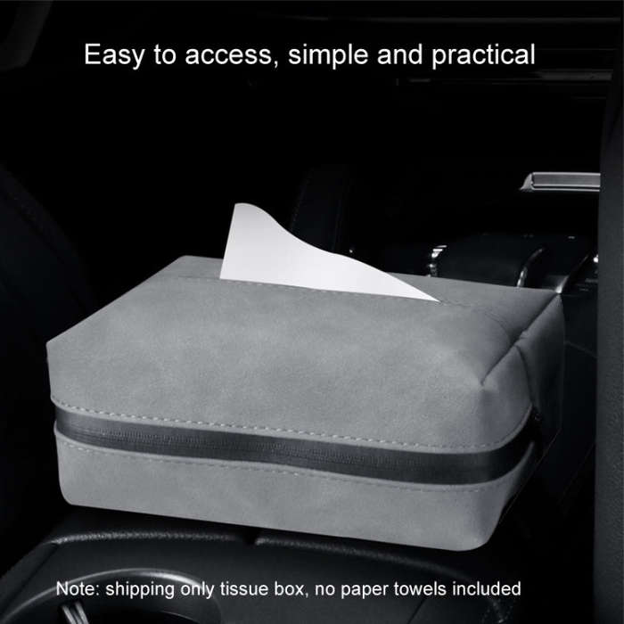 Car Armrest Box Tissue Box Car Sun Visor Seat Back Hanging Tissue Storage Bag(Brown)