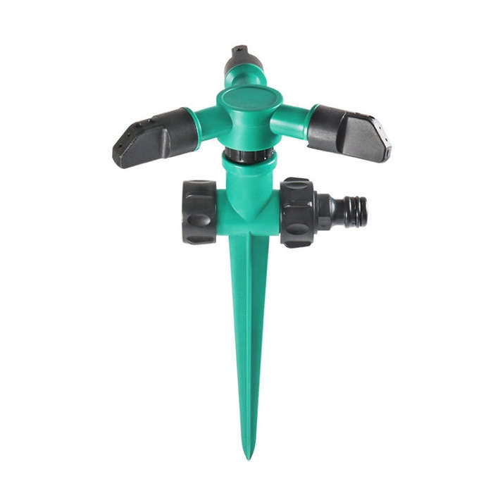 Automatic Rotating Plastic Ground Sprinkler Garden Lawn Triangle Spraying Nozzles(Green)