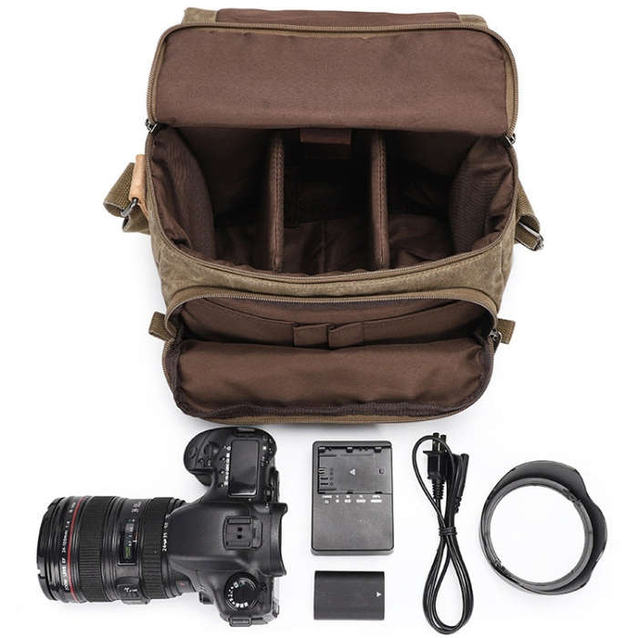 Camera Shoulder Messenger Bag Batik Canvas Waterproof Photography SLR Camera Bag(Dark Gray)