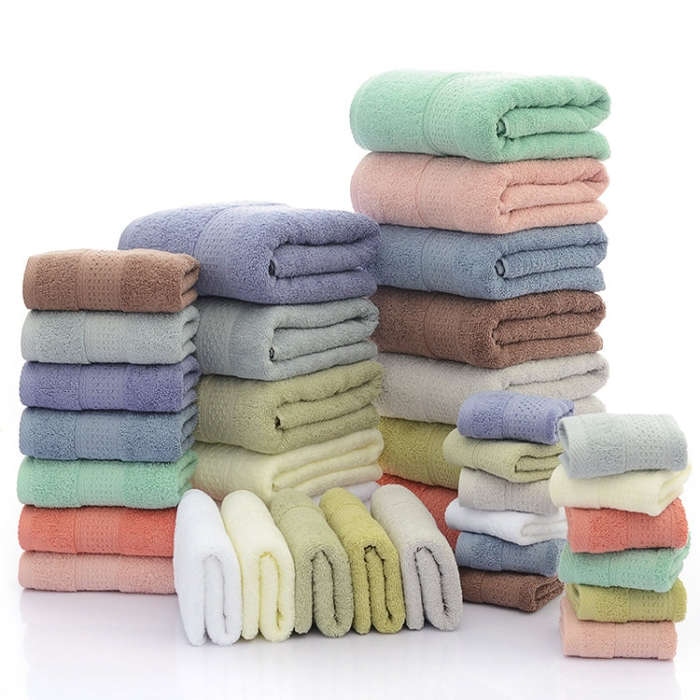 3pcs /Set Cotton Towel Set,  1 Bath Towel, 1 Hand Towel, 1 Face Towel for Bathroom Hotel(Grey)