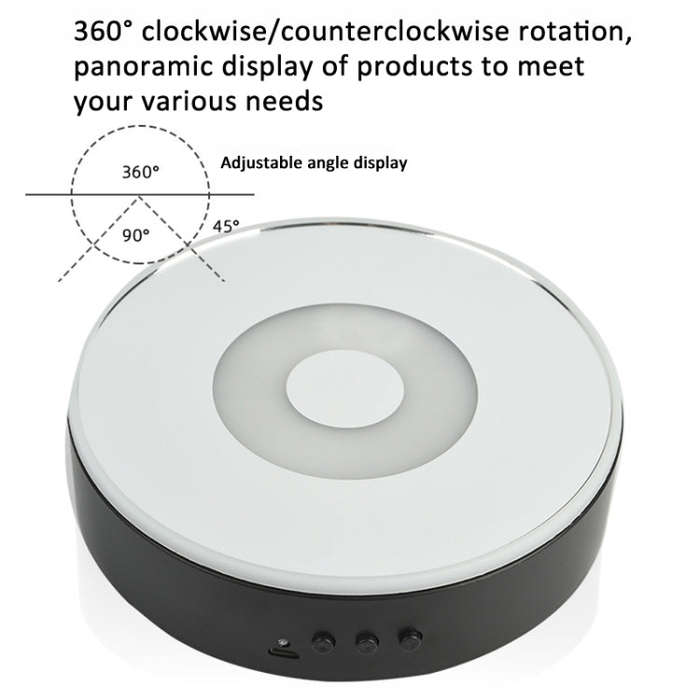 15cm Spinning Display Stand with Gradient Color Lights for Glass Art(White)