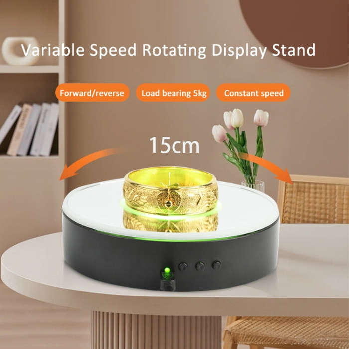 15cm Spinning Display Stand with Gradient Color Lights for Glass Art(Black)