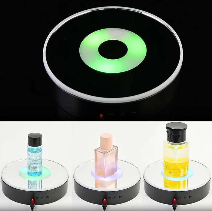 15cm Spinning Display Stand with Gradient Color Lights for Glass Art(White)