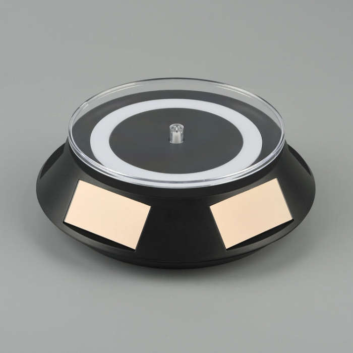 14cm  Solar Energy Spinning Display Stand with LED Light for Jewelry Crystal Product Display, Sty...