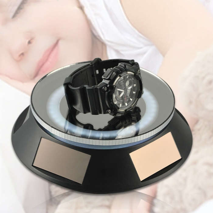 14cm  Solar Energy Spinning Display Stand with LED Light for Jewelry Crystal Product Display, Sty...
