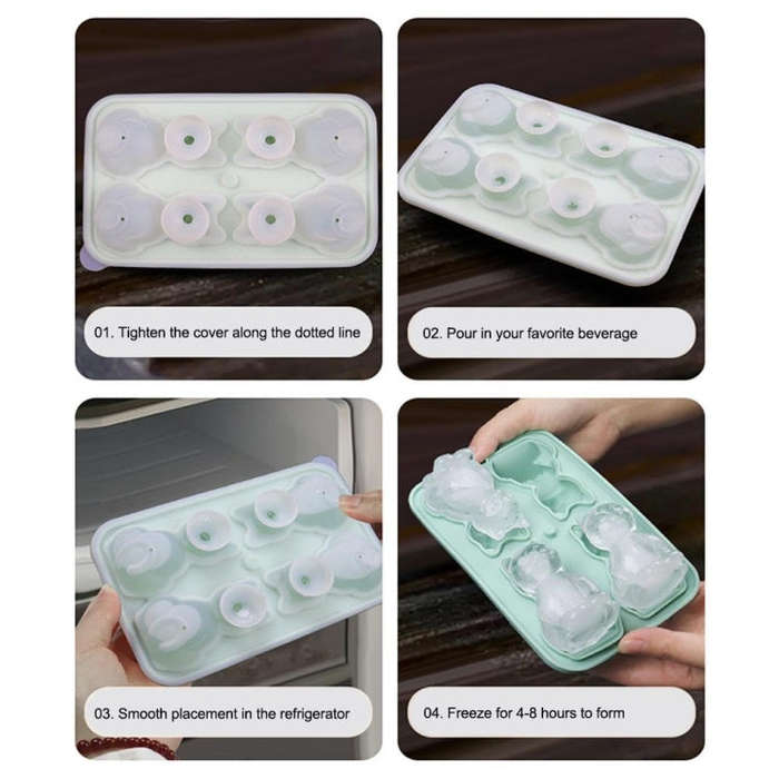 3D Cat Shape Bar Home Silicone Ice Mold Whiskey Ice Box(Pink)
