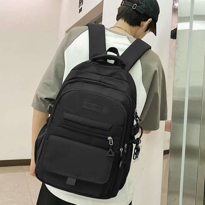 Oxford Cloth Simple Travel Backpack Solid Color Junior High School Students School Bag 45x31x18cm...