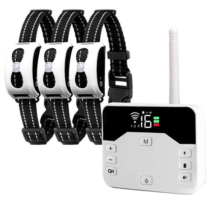 1 Drag 3 Pet Electronic Fence Wireless Stop Barker Outdoor Dog Collar Remote Control Dog Trainer(...