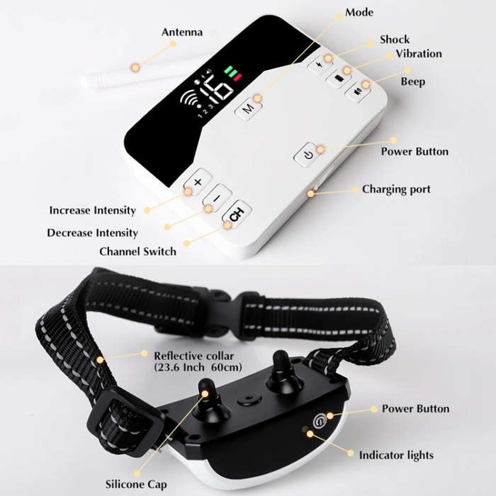 1 Drag 3 Pet Electronic Fence Wireless Stop Barker Outdoor Dog Collar Remote Control Dog Trainer(...