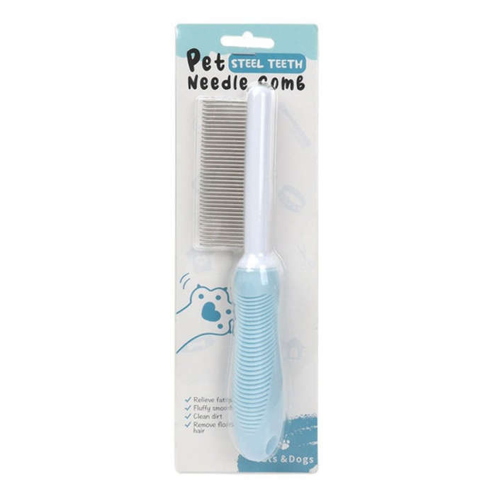 Pet Cats Grooming Needle Comb Dogs De-Floating Hair Cleaning Comb, Style: Thin Teeth (Blue)
