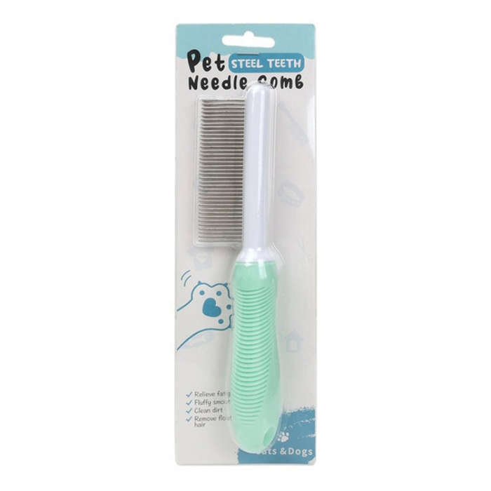 Pet Cats Grooming Needle Comb Dogs De-Floating Hair Cleaning Comb, Style: Thin Teeth (Green)