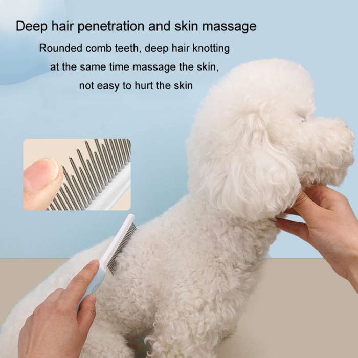 Pet Cats Grooming Needle Comb Dogs De-Floating Hair Cleaning Comb, Style: Two-side Teeth (Blue)