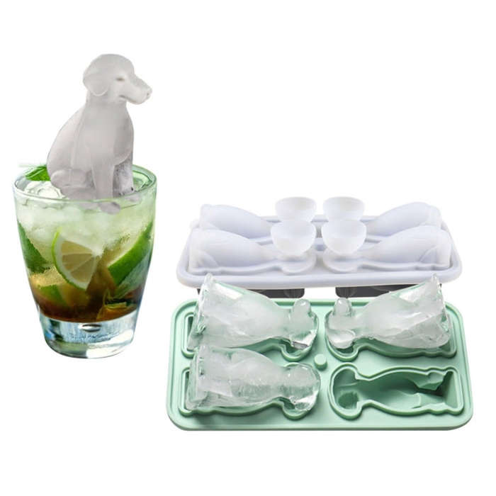 3D Dog Shaped Household Silicone Ice Mold Bar Ice Making Box(Green)