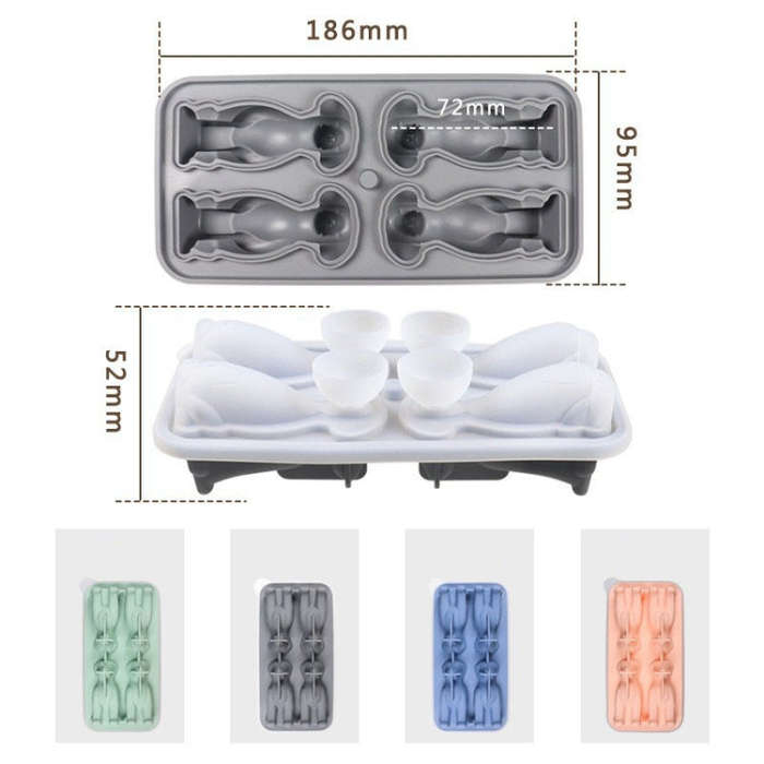 3D Dog Shaped Household Silicone Ice Mold Bar Ice Making Box(Blue)