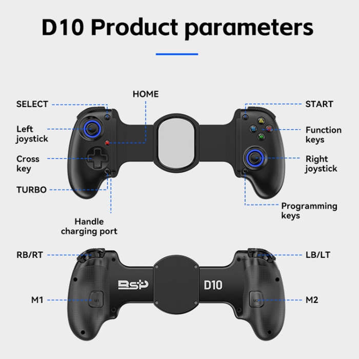 BSP-D10 Wireless Stretch Game Controller for Switch / Android / IOS / PC / PS3 / PS4(White)