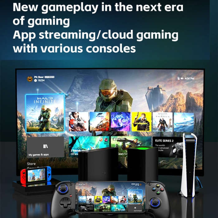 BSP-D10 Wireless Stretch Game Controller for Switch / Android / IOS / PC / PS3 / PS4(Black)