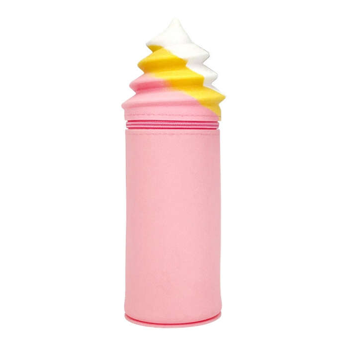 Silicone Pencil Case Pen Container Desk Large Capacity Stationery Case(Pink)