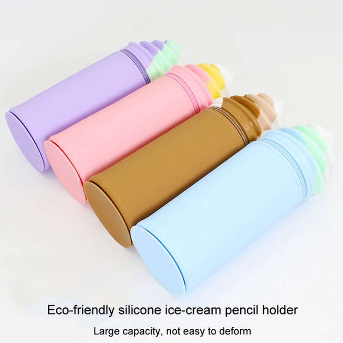 Silicone Pencil Case Pen Container Desk Large Capacity Stationery Case(Pink)