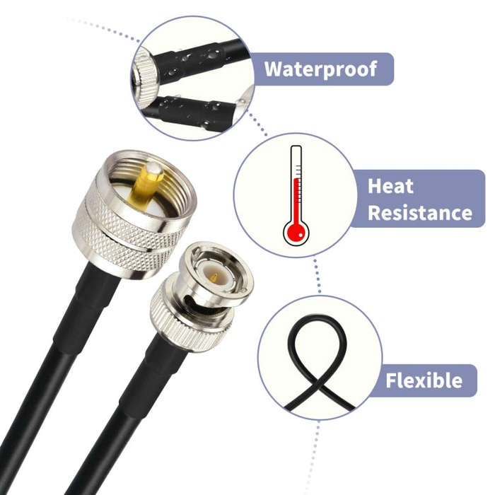 1m BNC Male To UHF Male RG58 Adapter Cable