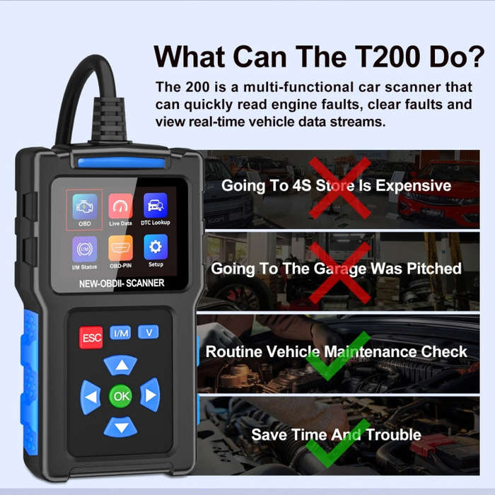 Automobile Fault Diagnostic Instrument OBD2 Engine Tester ELM327(T200)