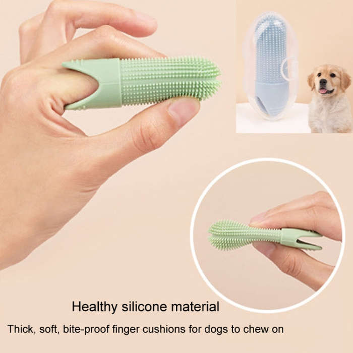 Pet Finger Toothbrush Cats Dogs Silicone Toothbrush Pet Oral Cleaning Care Tool(Blue)