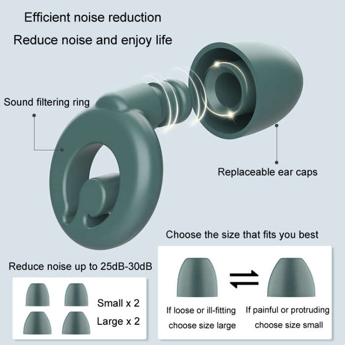 Silicone Sleep Soundproof Noise Reducing Earplugs Swimming Waterproof Earplugs(Green)