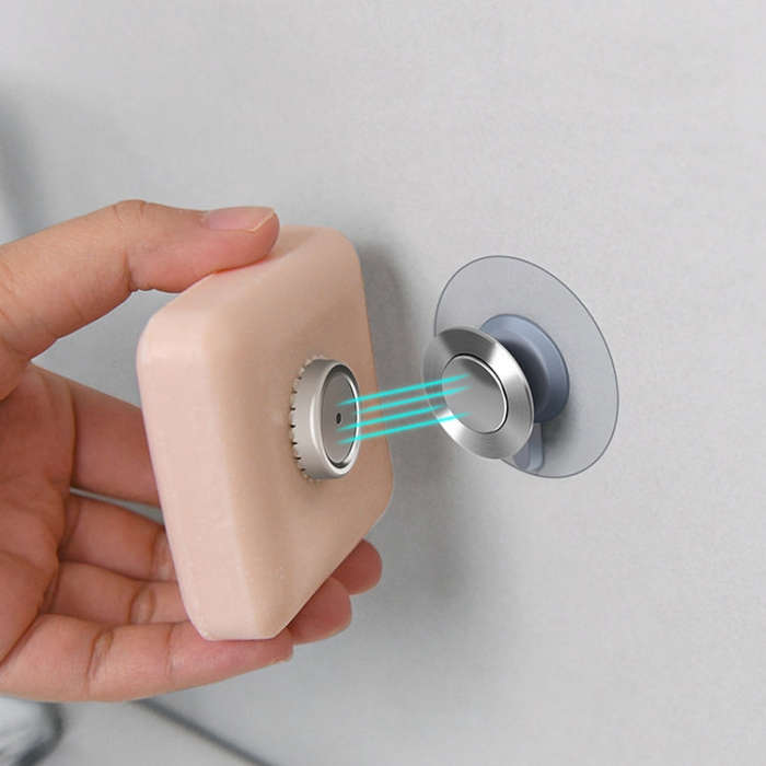 Stainless Steel Magnetic Soap Holder Bathroom Wall Mounted Drainage Nail Free Soap Rack, Model: C...