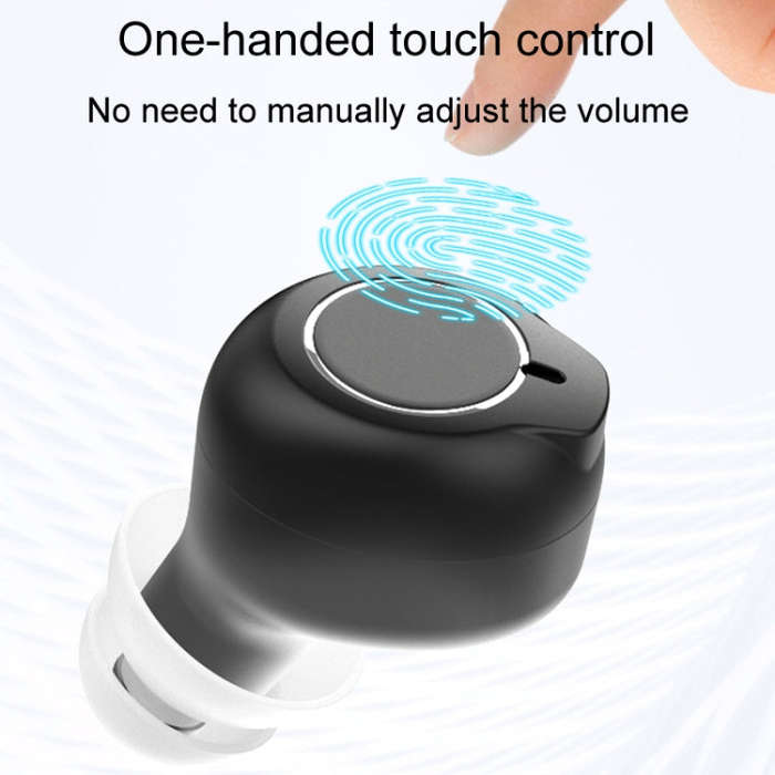 1pair Rechargeable Semi-In-Ear Hearing Aid Elderly Sound Amplifier(Black)