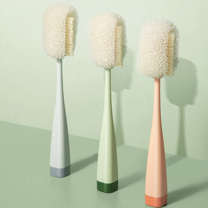 Long Handle Removable Sponge Mug Brush Household Cup Cleaning Brush(Gray)