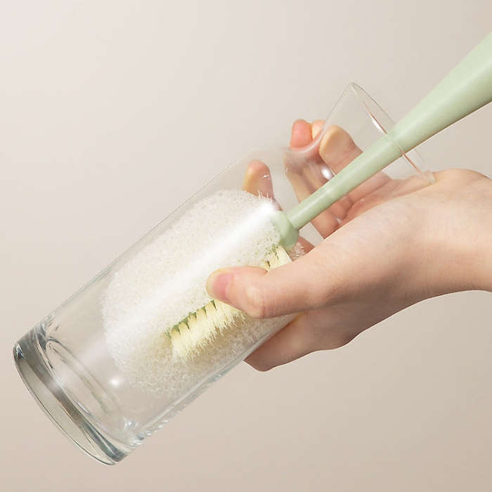 Long Handle Removable Sponge Mug Brush Household Cup Cleaning Brush(Gray)