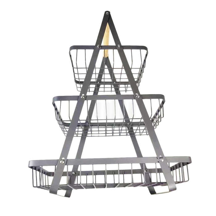 3-Layer Handheld Fruit Basket Removable Living Room Kitchen Bread Snacks Storage Basket, Color: Gray