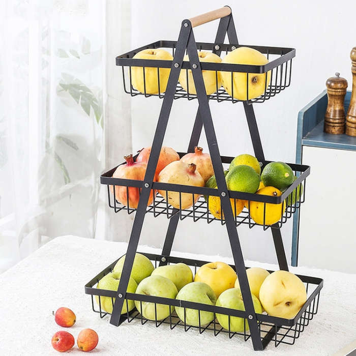3-Layer Handheld Fruit Basket Removable Living Room Kitchen Bread Snacks Storage Basket, Color: W...