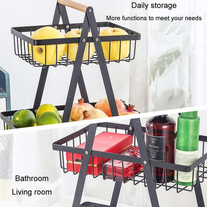3-Layer Handheld Fruit Basket Removable Living Room Kitchen Bread Snacks Storage Basket, Color: W...