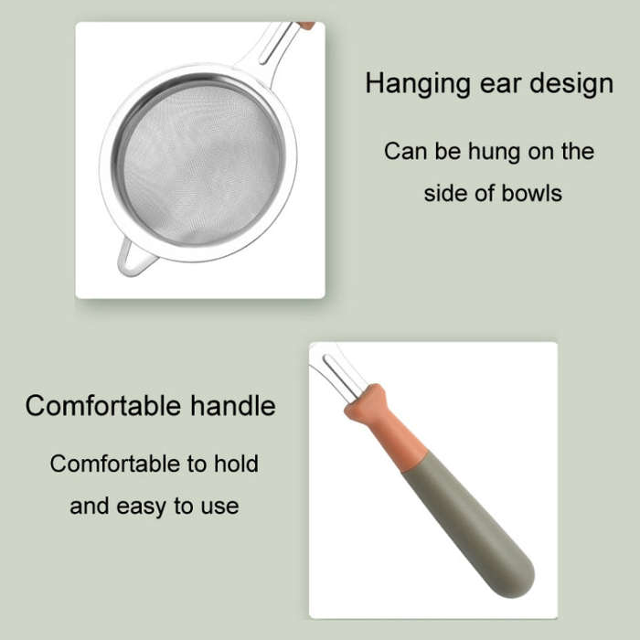 Household Stainless Steel Flour Sifter Kitchen Baking Filter Spoon(Orange)