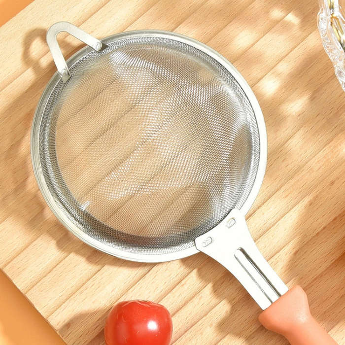 Household Stainless Steel Flour Sifter Kitchen Baking Filter Spoon(Orange)