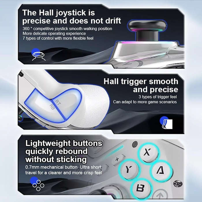 CM-619  Bluetooth Game Controller Programmable with RGB Lights for Switch / Steam Deck / PC / IOS...